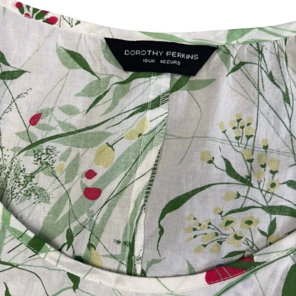 DOROTHY PERKINS FLORAL PEPLUM TANK COTTAGECORE BOTANICAL GARDEN PARTY - SIZE 18 - Picture 5 of 14